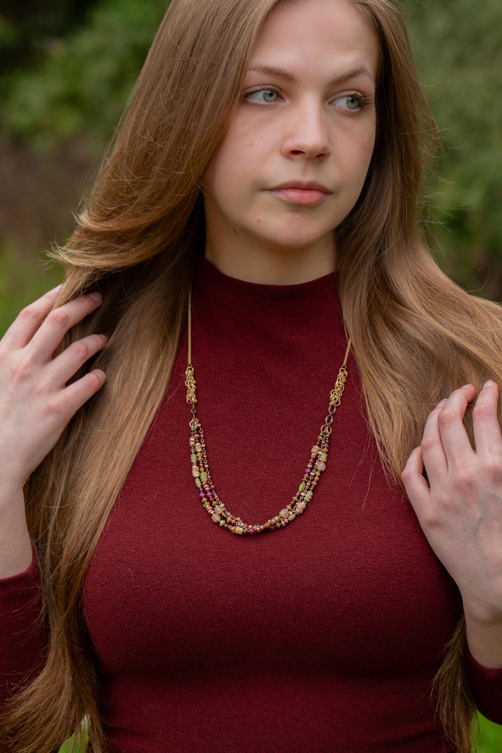 Dominion 26-28" Muscovite, Peridot, Mookaite Multistrand Necklace