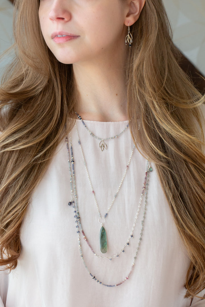 Celestial 26.5-28.5" Spinel With Labradorite Bezel Focal Statement Necklace