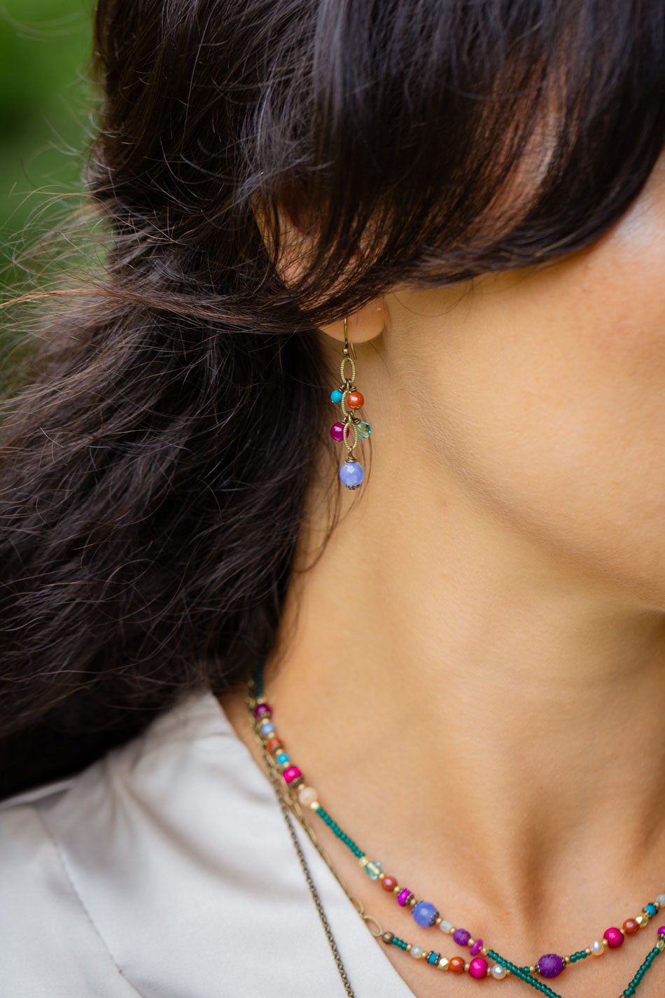 Mardi Gras Czech Glass Dangle Earrings