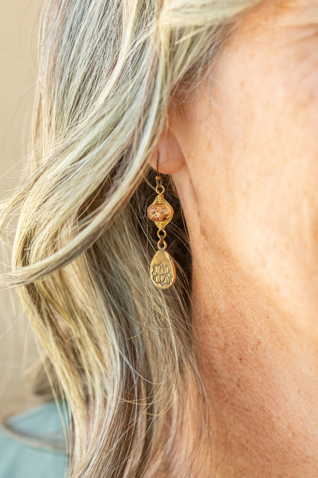 Farmers Market Czech Glass Herringbone Earrings