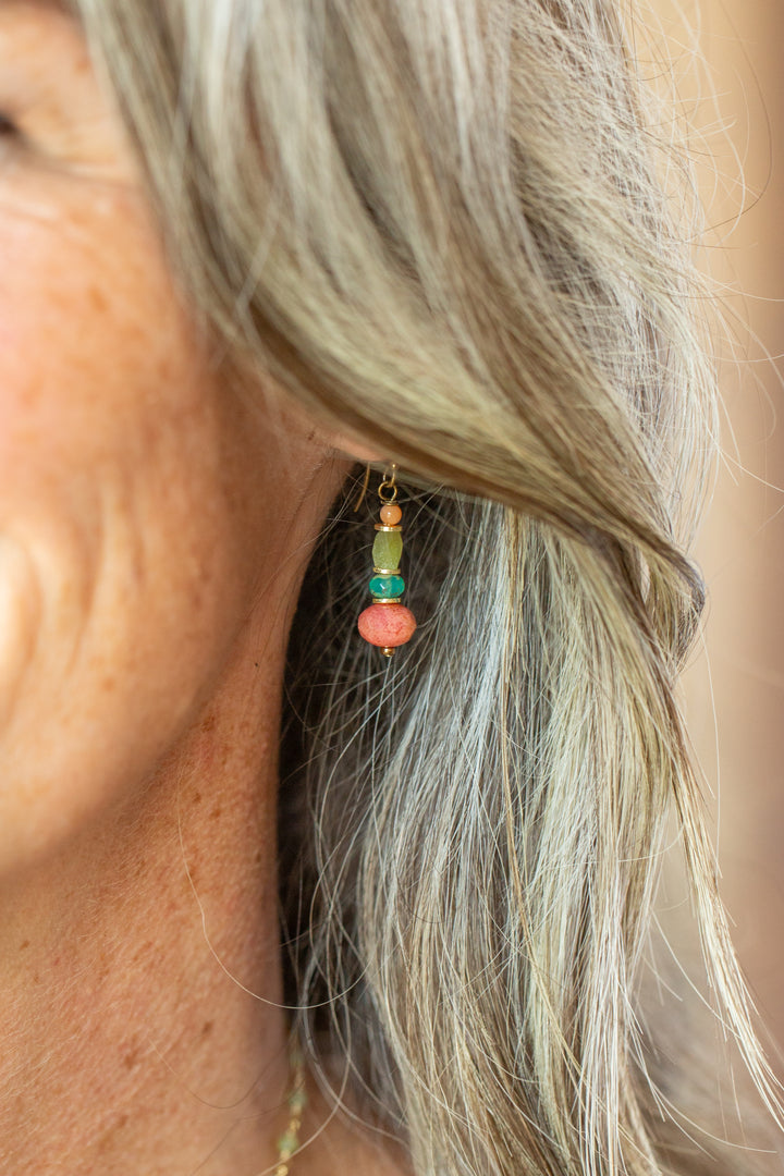 Farmers Market Czech Glass, Coral Simple Earrings