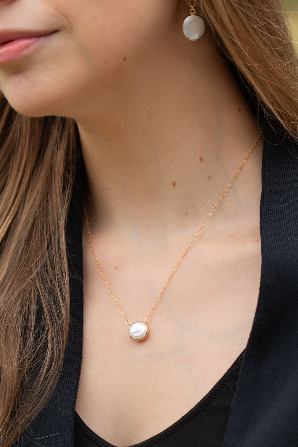 Favorites 16.5-18.5" Coin Pearl Focal Necklace