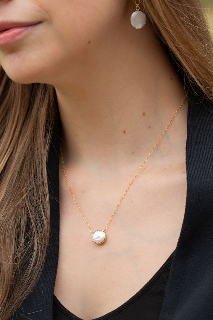 Favorites 16.5-18.5" Coin Pearl Focal Necklace