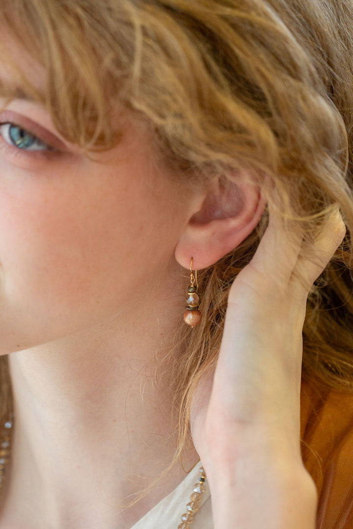 Alchemy Pearl, Crystal, Pyrite Simple Earrings