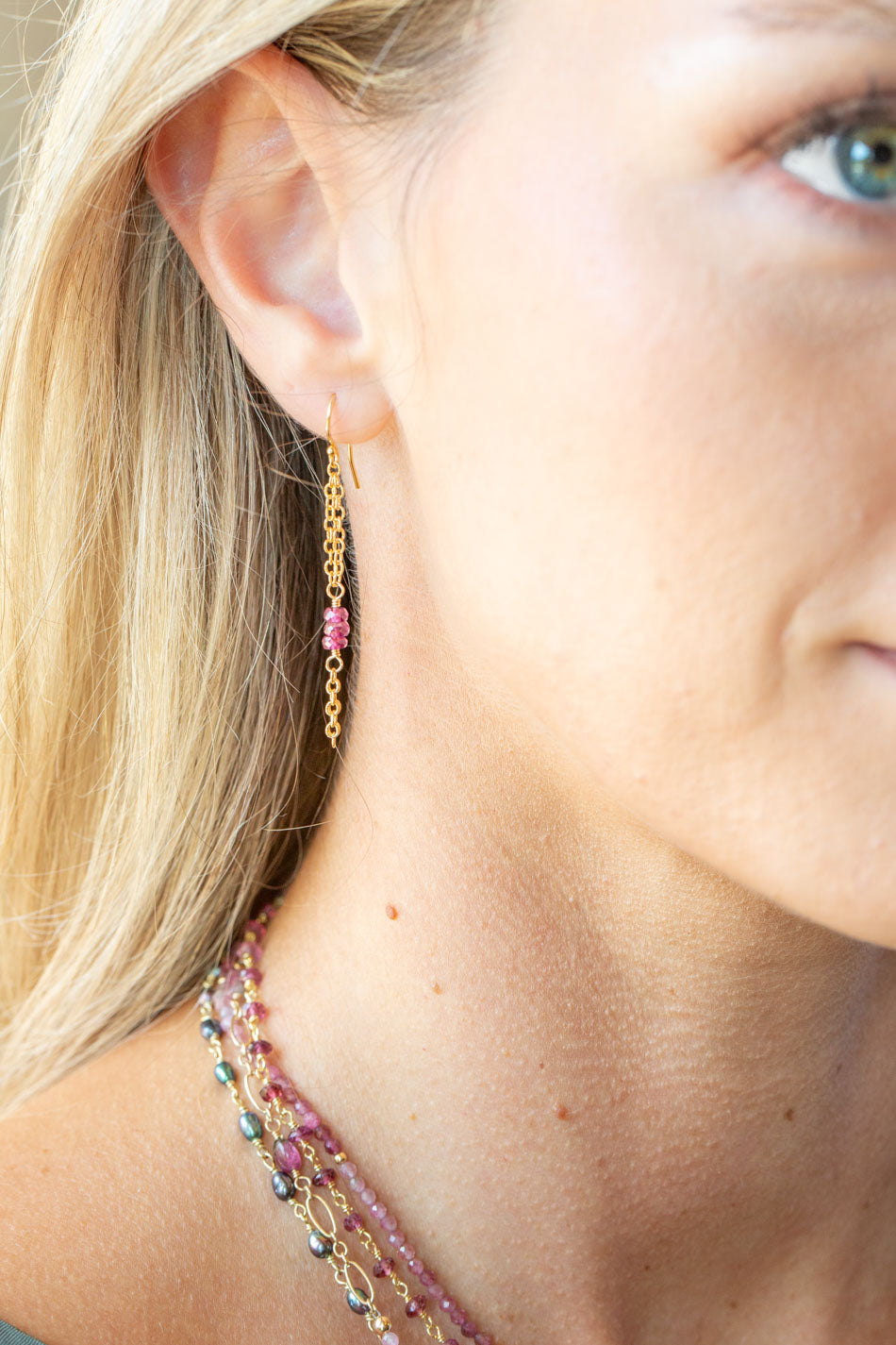 Persephone Rhodolite Garnet Tassel Earrings
