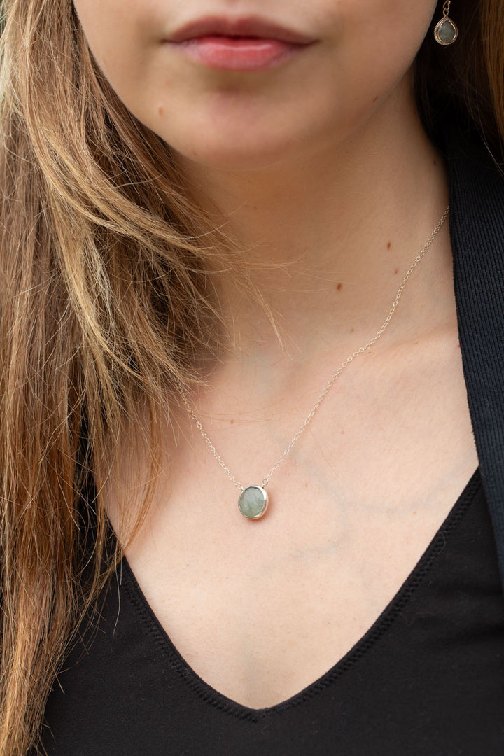 Favorites 16-18" Silver Aquamarine Simple Necklace