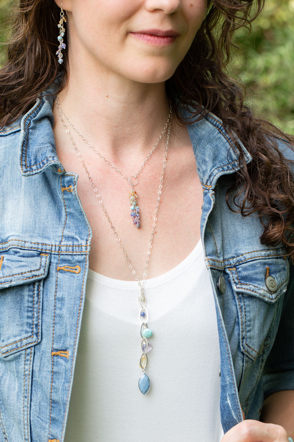 Sanctuary 15.5-17.5" Citrine, Amethyst, Larimar Cluster Necklace