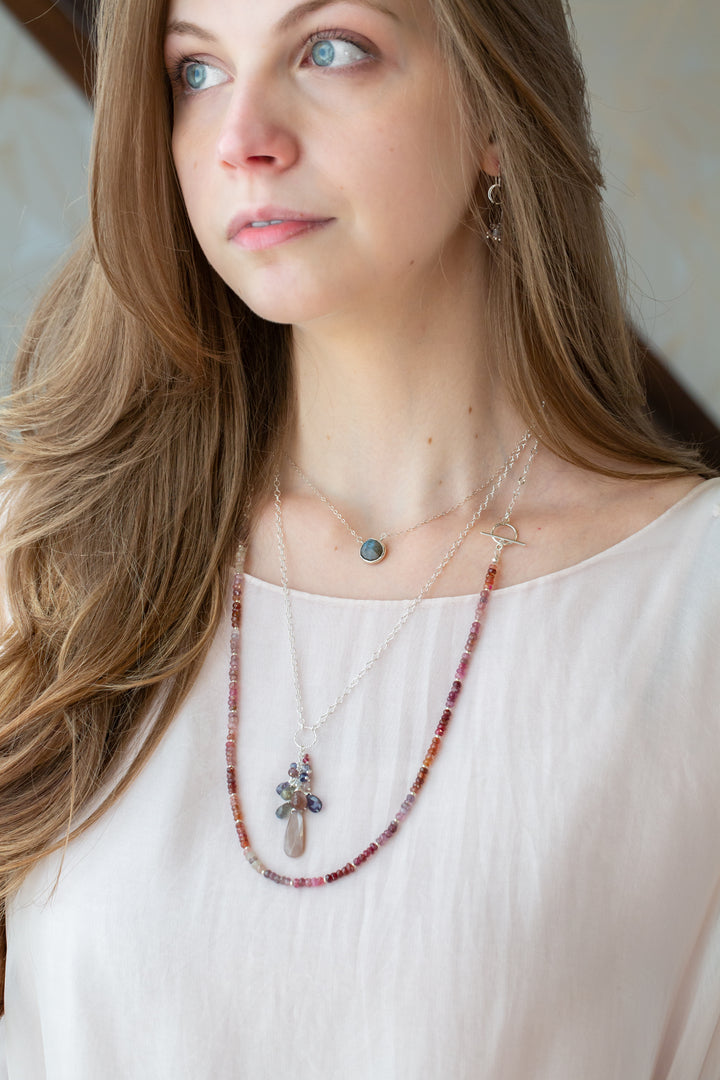 Celestial 20-22" Moonstone, Spinel, Labradorite With Gemstone Cluster Necklace