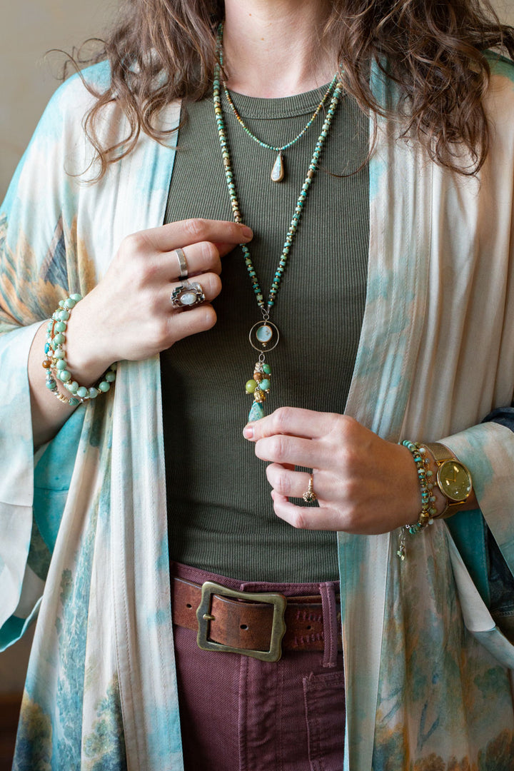 Remedy 26.5-28.5" Jade, Turquoise, Jasper Cluster Necklace