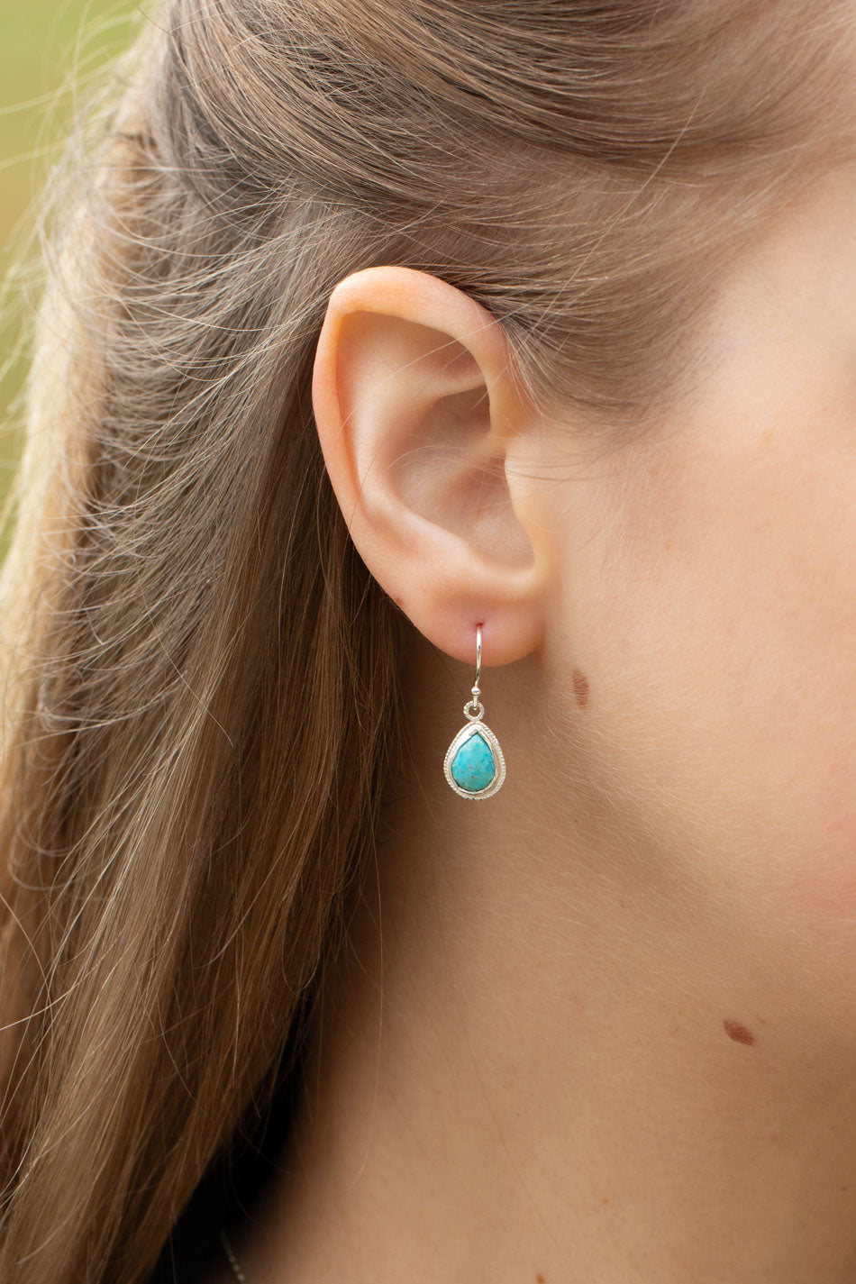Favorites Silver Turquoise Simple Earrings