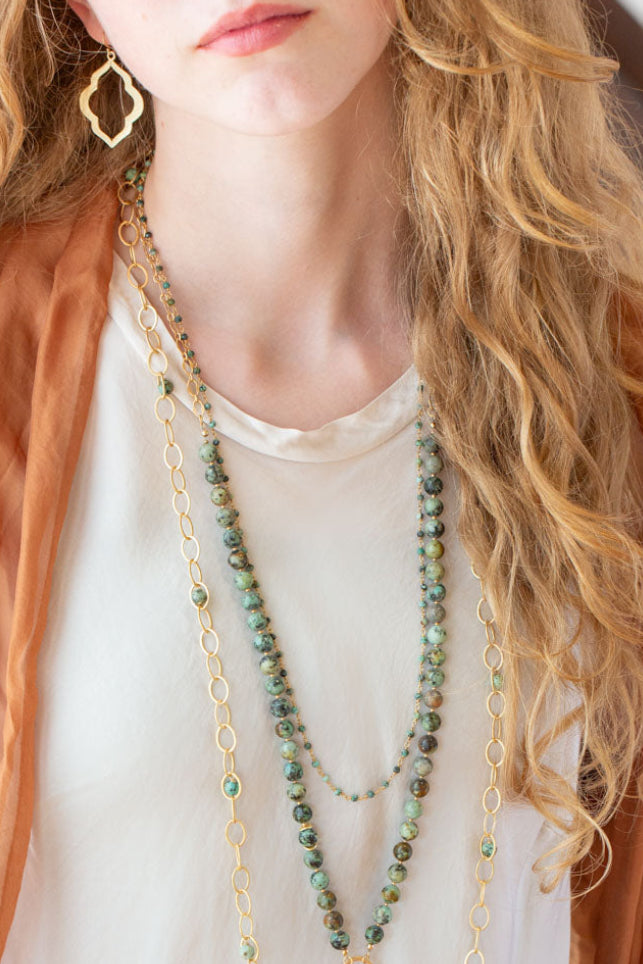 Tranquil Gardens 26-28" African Turquoise Simple Necklace