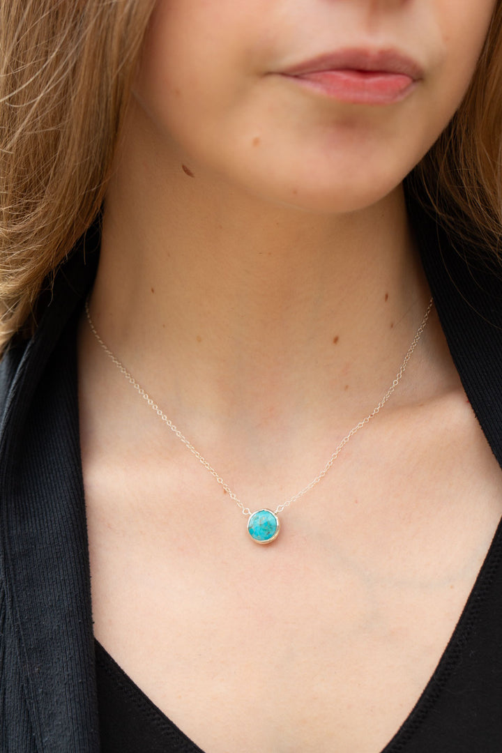 Favorites 16-18" Silver Turquoise Simple Necklace