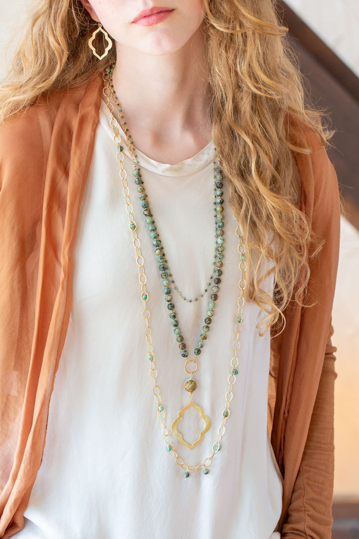 Tranquil Gardens 34-36" Matte Gold Diamond Focal Necklace