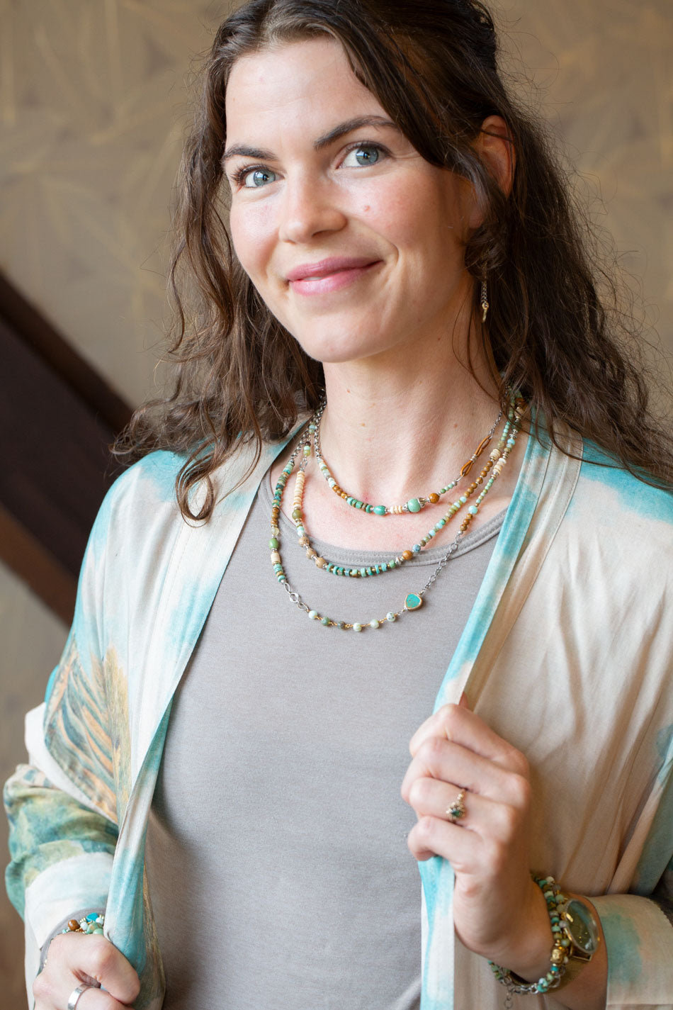 Remedy 53.5-55.5" Jasper, Peruvian Opal, Turquoise Collage Necklace