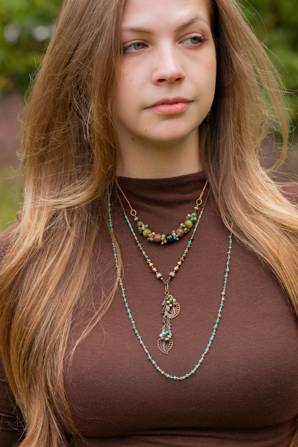 Rustic Creek 30-32" Turquoise Simple Necklace