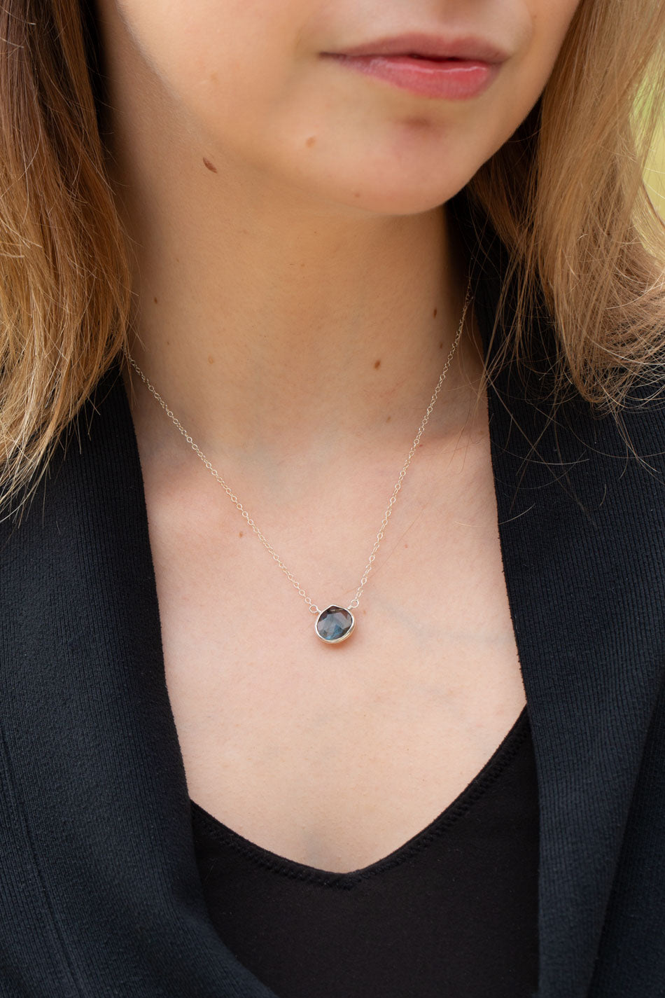 Favorites 16-18" Silver Smoky Quartz Simple Necklace