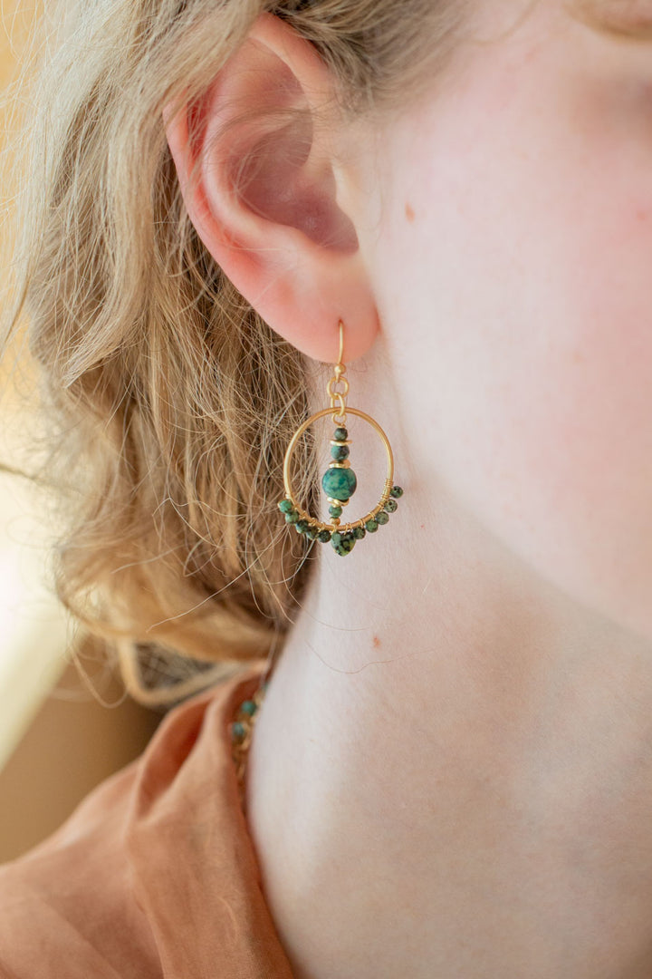 Tranquil Garden African Turquoise Hoop Earrings
