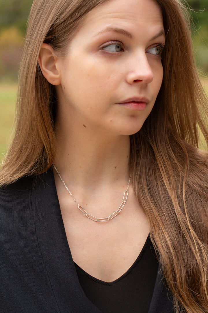 Simplicity 16-18" Sterling Silver Paperclip Simple Necklace