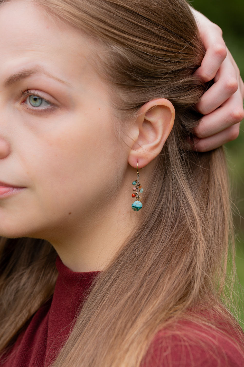 Earthen Czech Glass Cluster Earrings