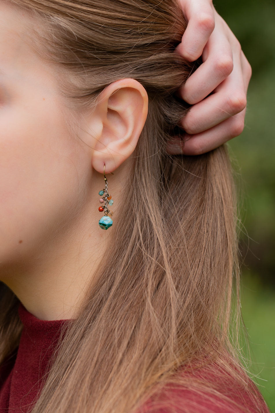 Earthen Czech Glass Cluster Earrings