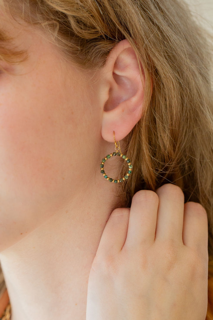 Tranquil Garden African Turquoise Hoop Earrings