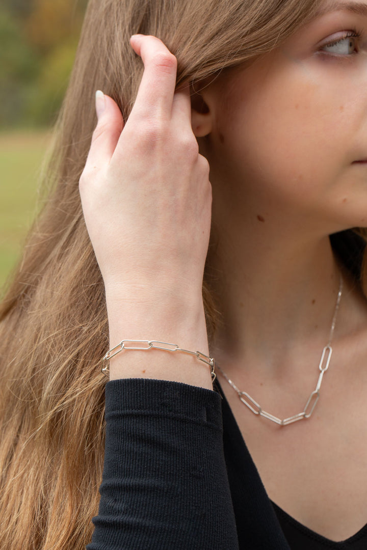 Simplicity 8" Sterling Silver Paperclip Simple Bracelet
