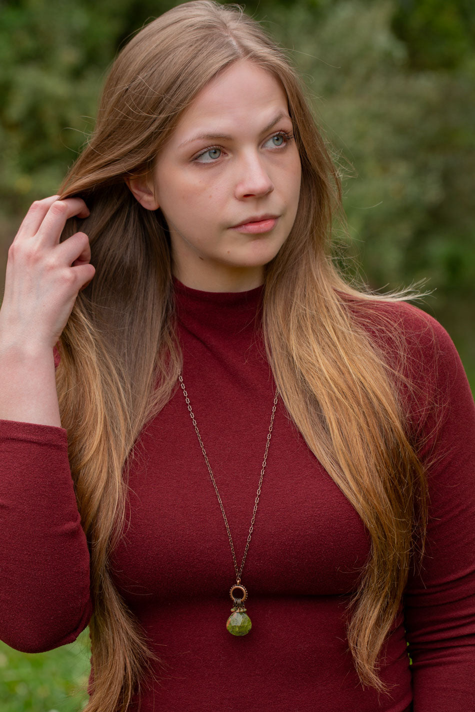 Dominion 16.5 Or 32" Unakite Briolette Simple Necklace