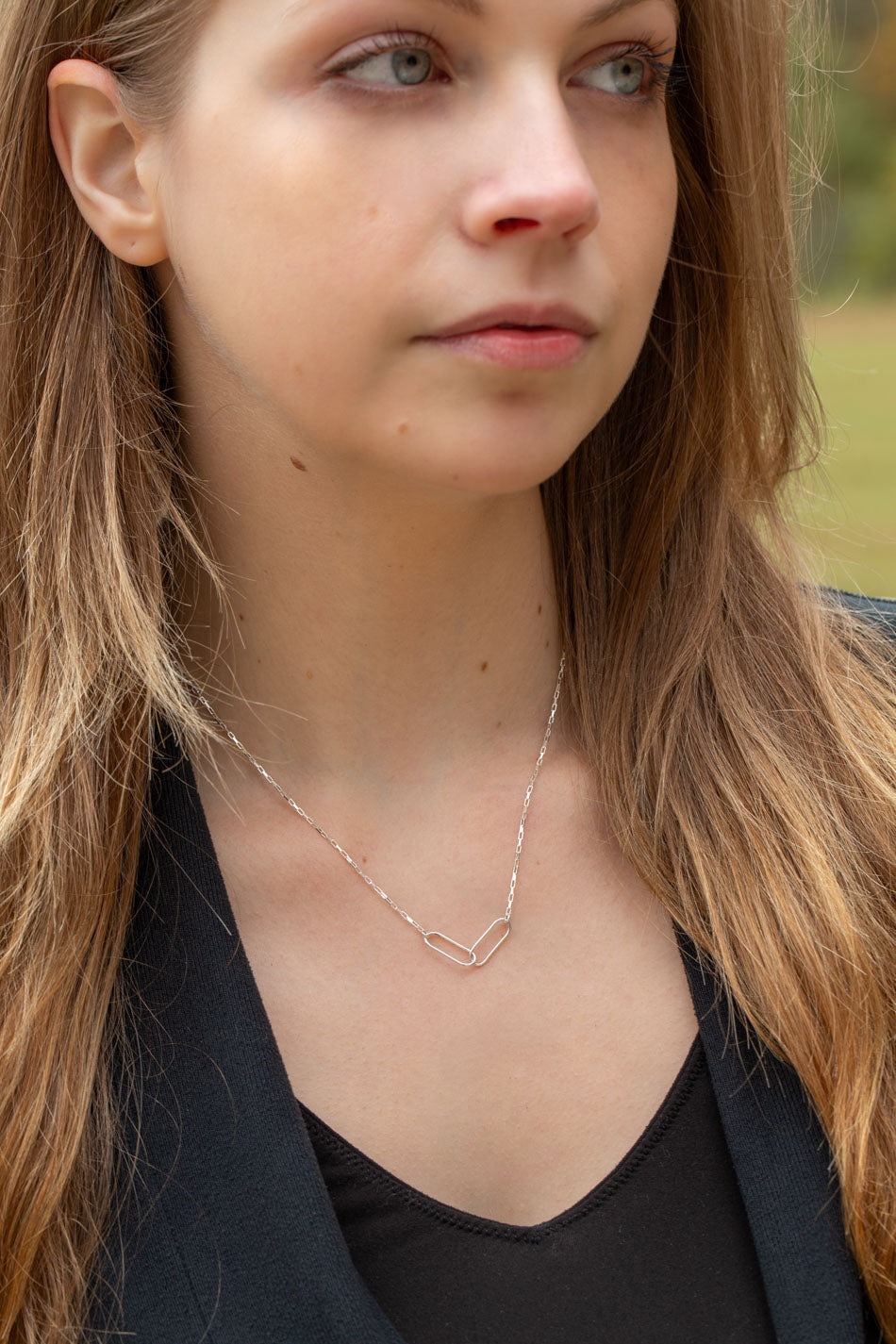 Simplicity 16-18" Silver Two Link Simple Necklace