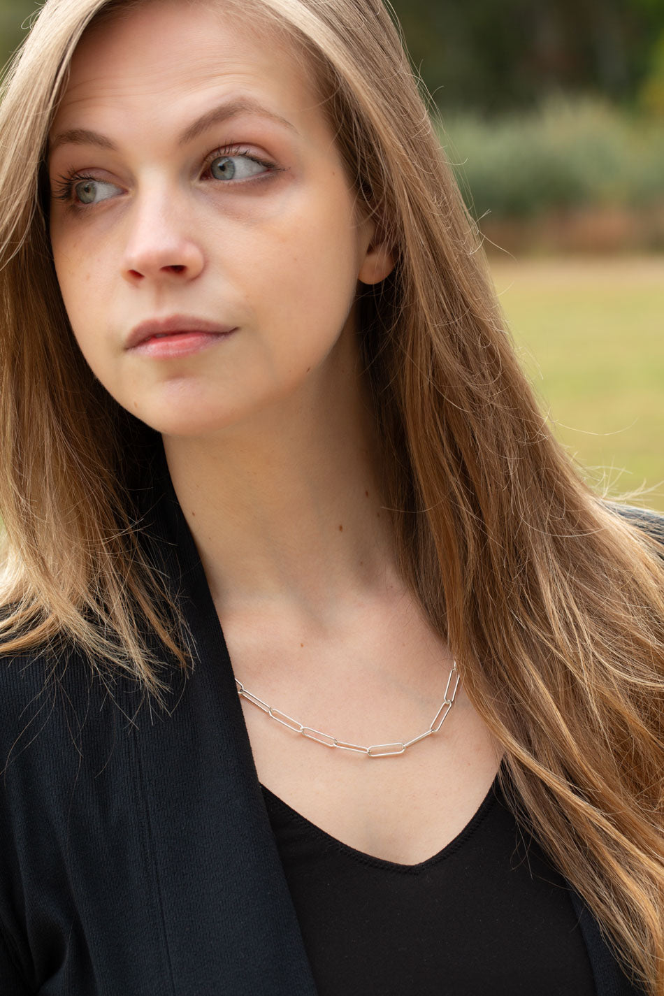 Simplicity 22.25-24.25" Silver Paperclip Necklace