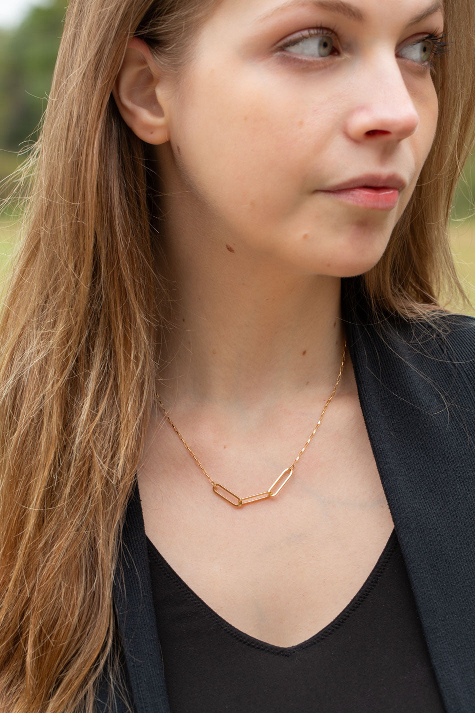 Simplicity 16-18" Gold Three Link Simple Necklace