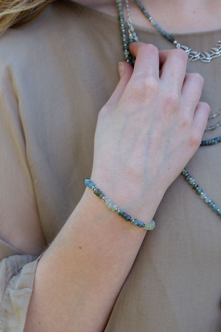 Resilience 7-8.5" Green Moss Aquamarine Simple Bracelet