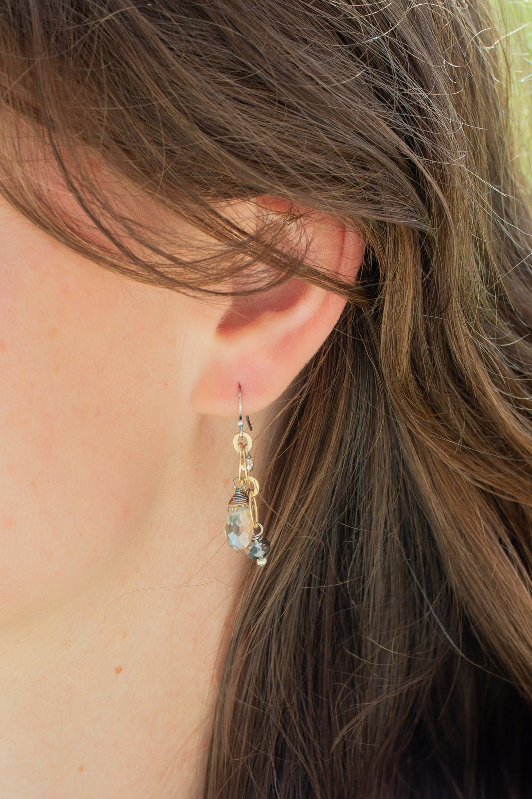 Silver & Gold Crystal Dangle Earrings