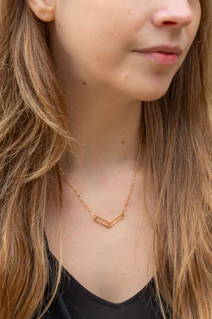 Simplicity 16-18" Gold Two Link Simple Necklace