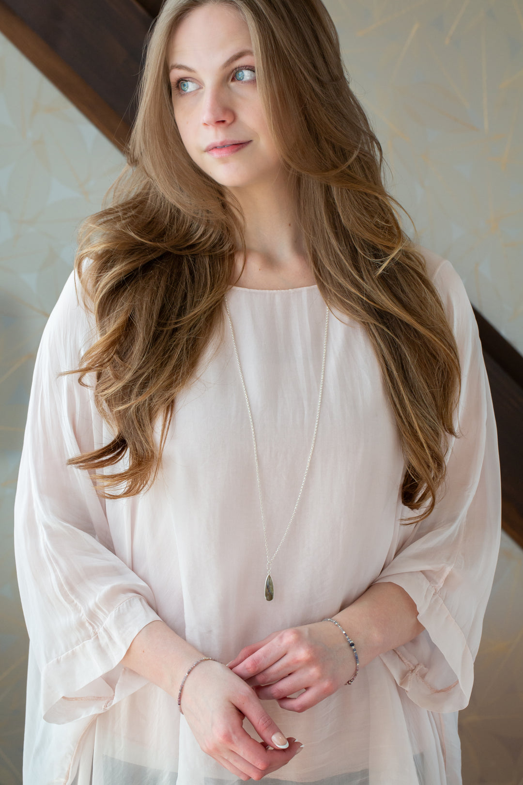 Celestial 20 or 40" Labradorite Teardrop Bezel Simple Necklace