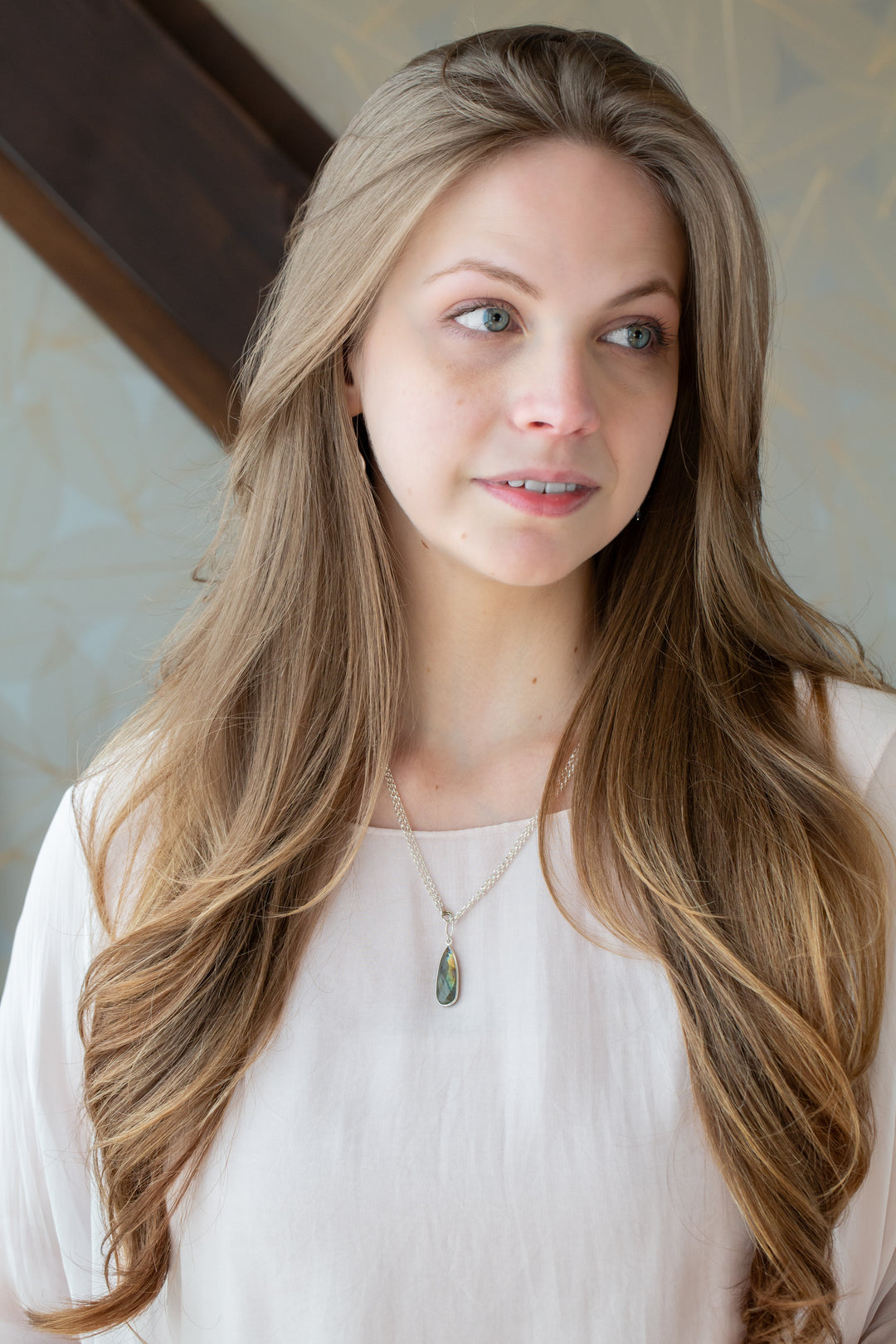 Celestial 20 or 40" Labradorite Teardrop Bezel Simple Necklace