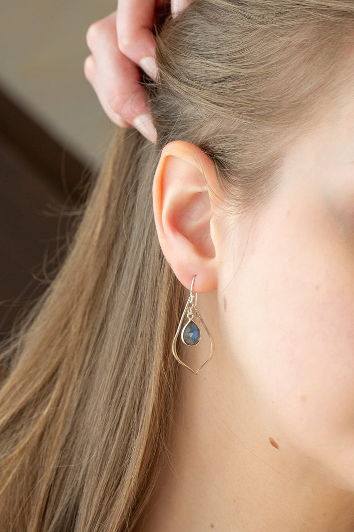 Celestial Labradorite Bezel Dangle Earrings