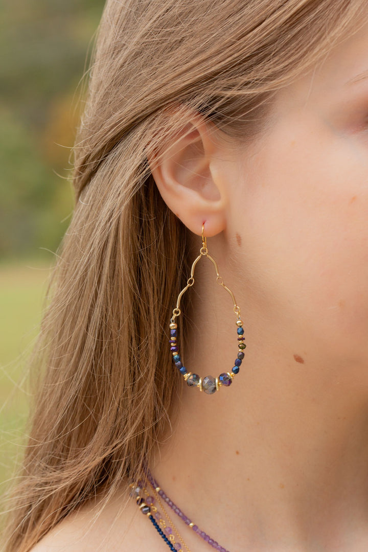 Midnight Crystal, Czech Glass Statement Earrings