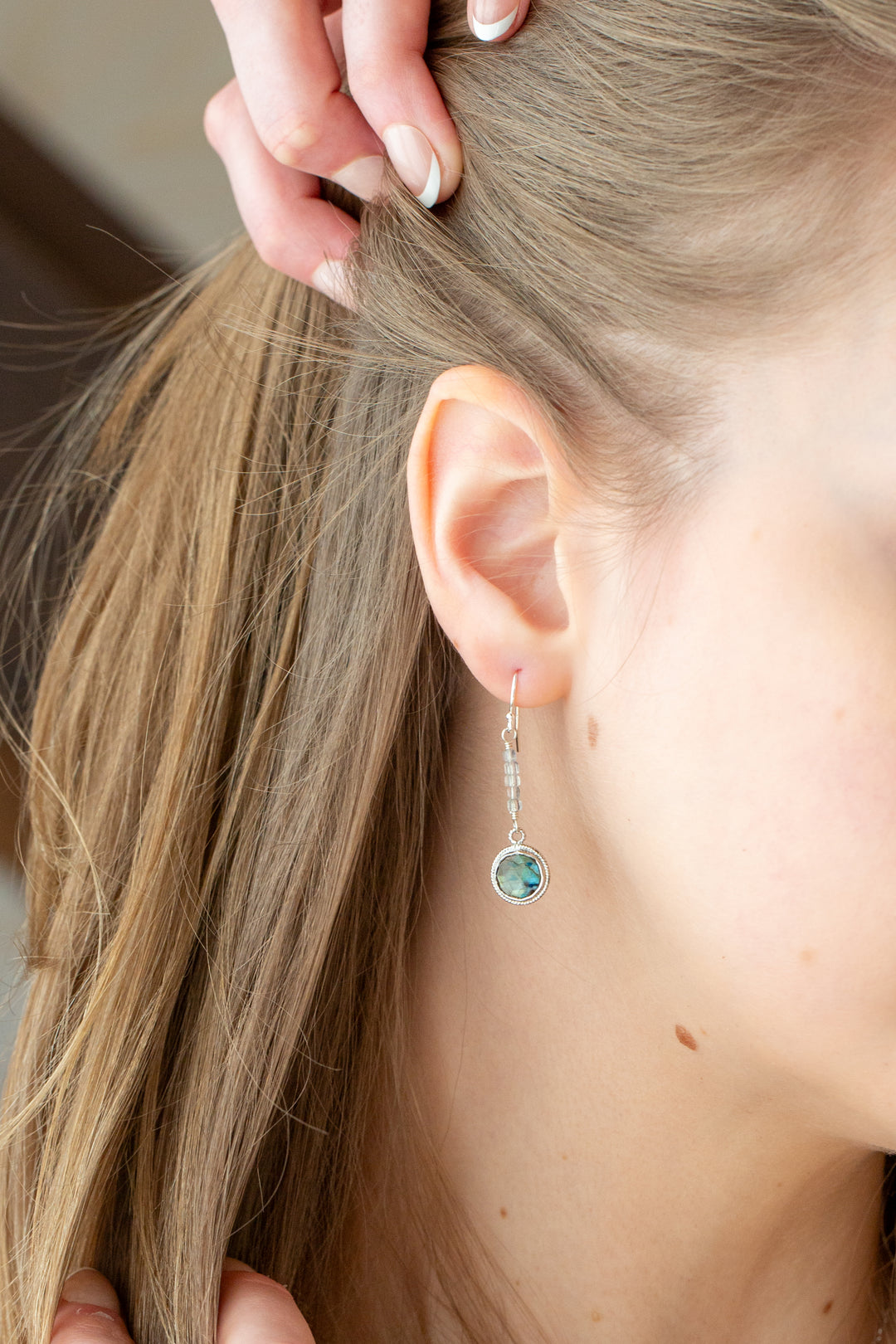 Celestial Labradorite Bezel Simple Earrings