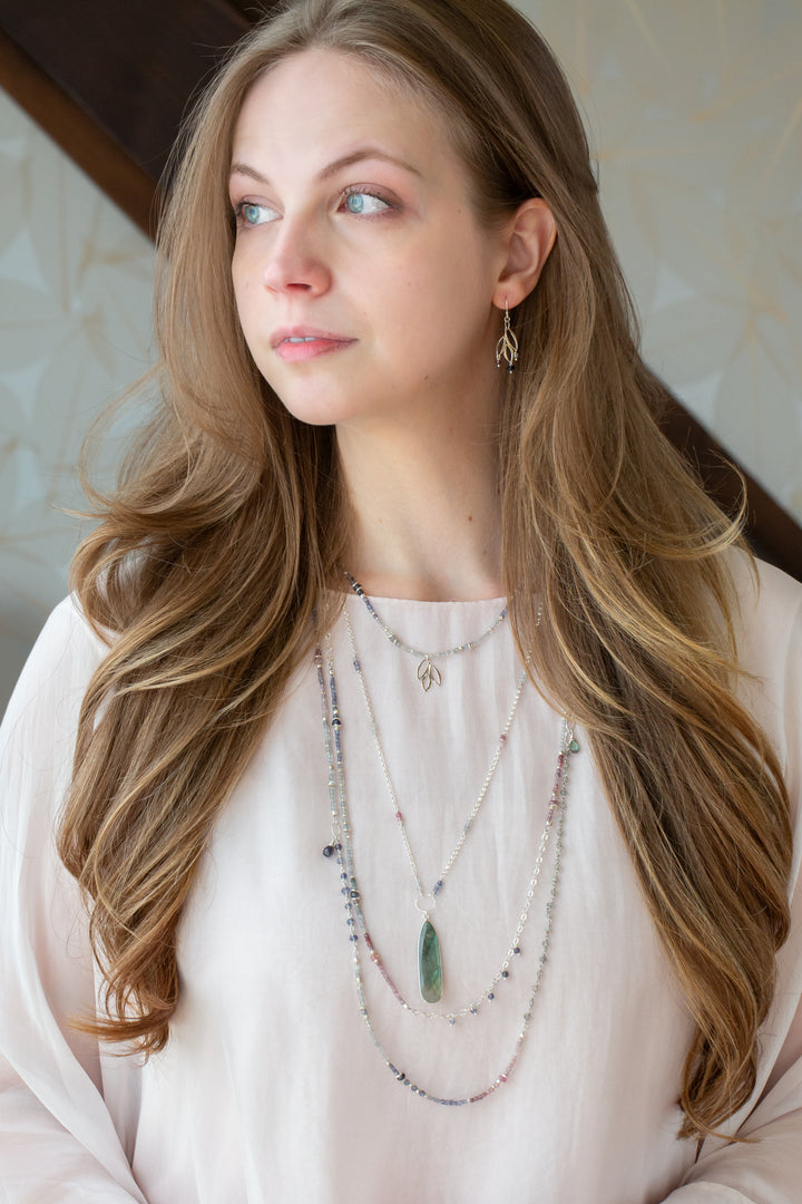 Celestial 68.5-70.5" Spinel, Labradorite Collage Necklace