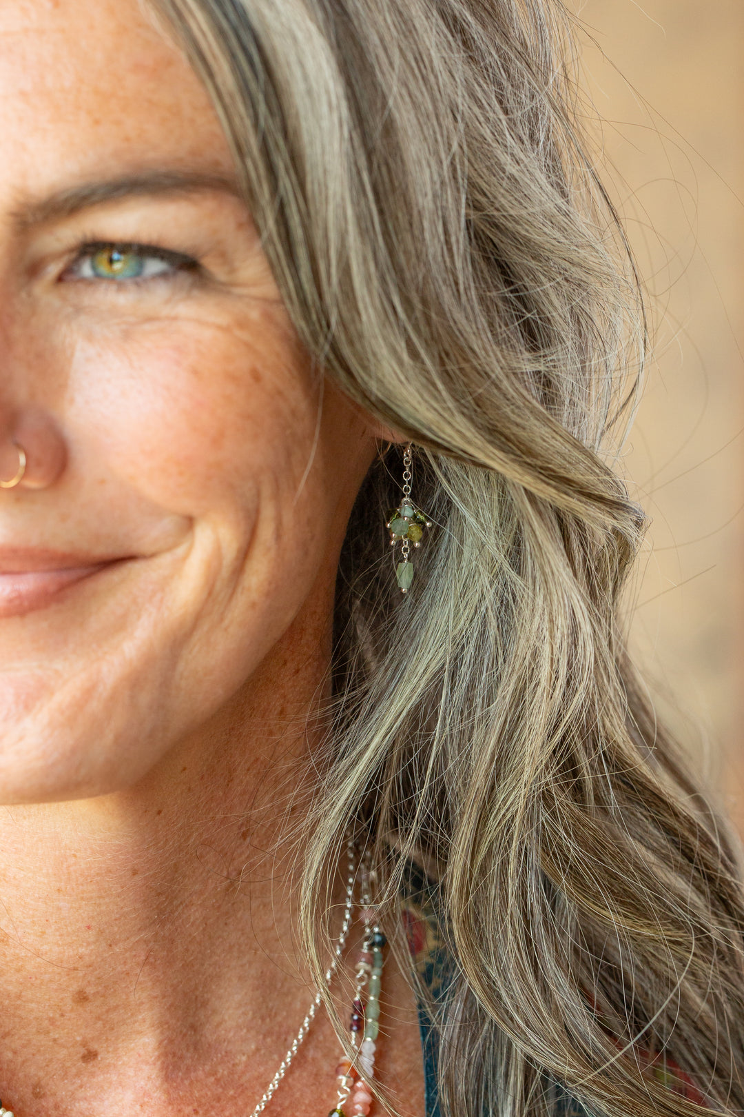 Revolution Amazonite, Gossular Garnet Cluster Earrings