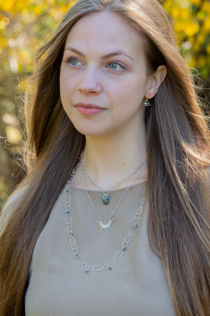 Resilience 16.25-18.25" Sterling Silver Sunburst Simple Necklace