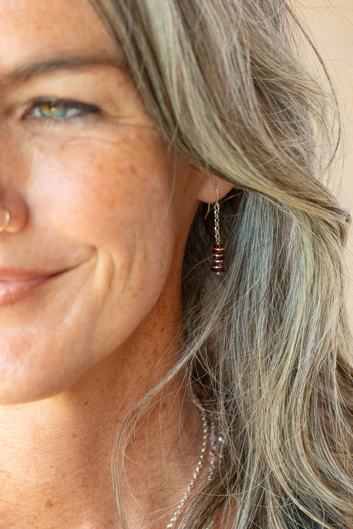 Revolution Garnet Dangle Earrings