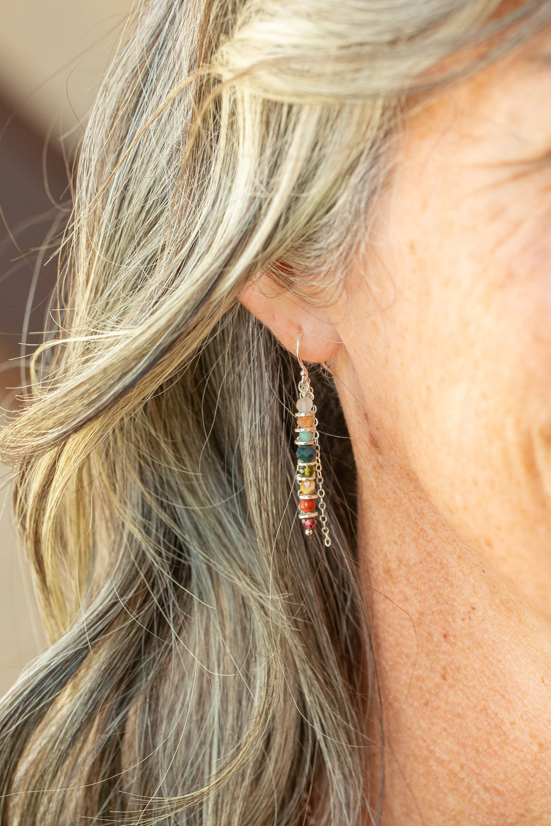 Revolution Jasper, Garnet, Amazonite Dangle Earrings
