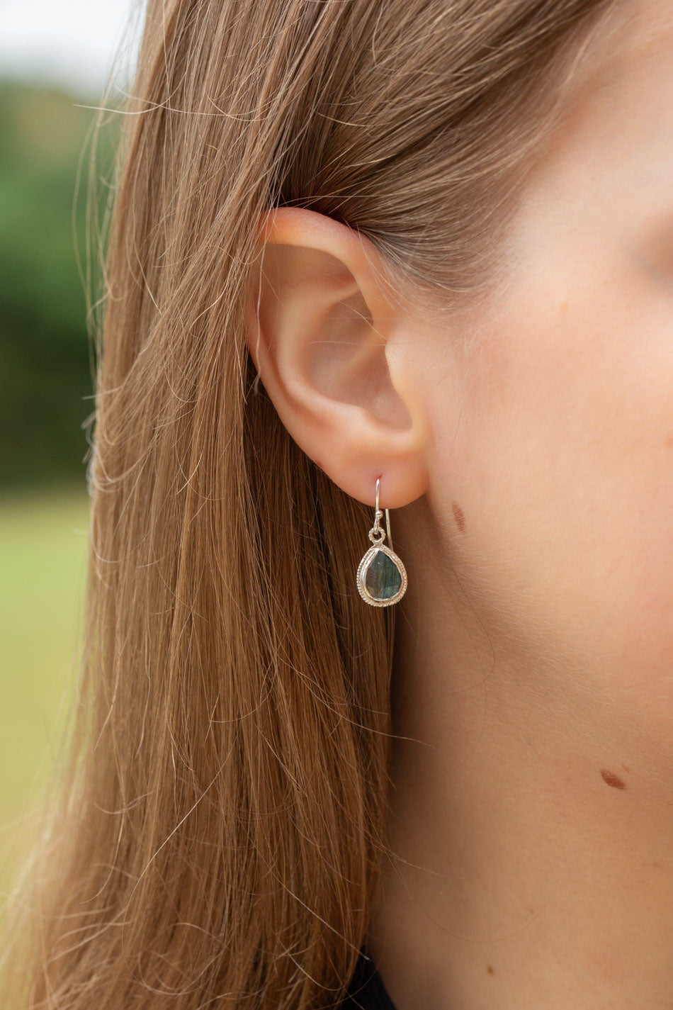 Favorites Silver Labradorite Simple Earrings