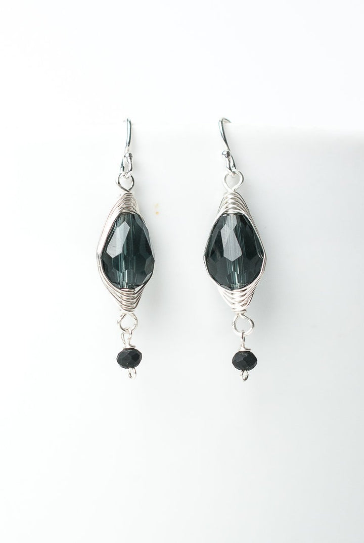 Herringbone Dark Blue Crystal Teardrop Earrings