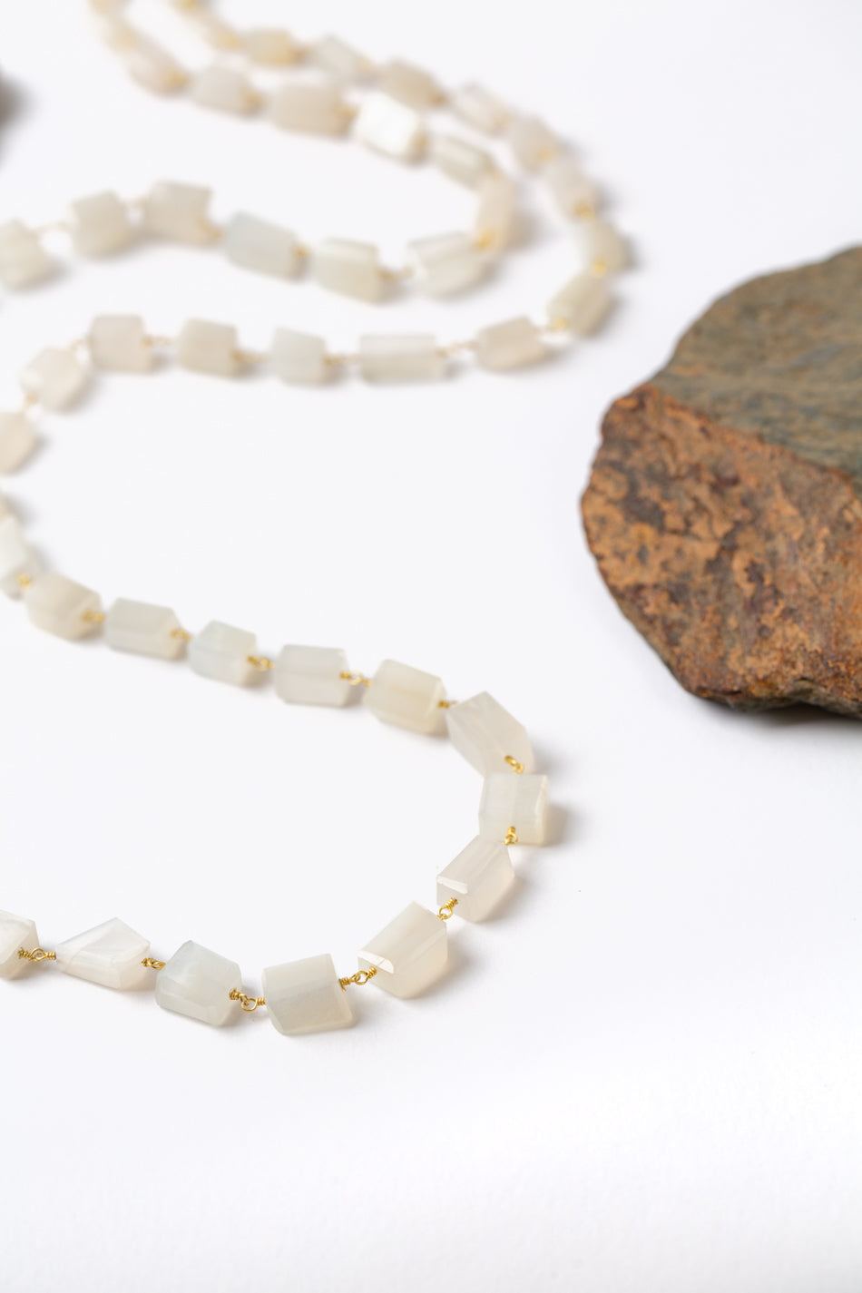 Balancing Grace 44.5-46.5" Moonstone Simple Layer Necklace
