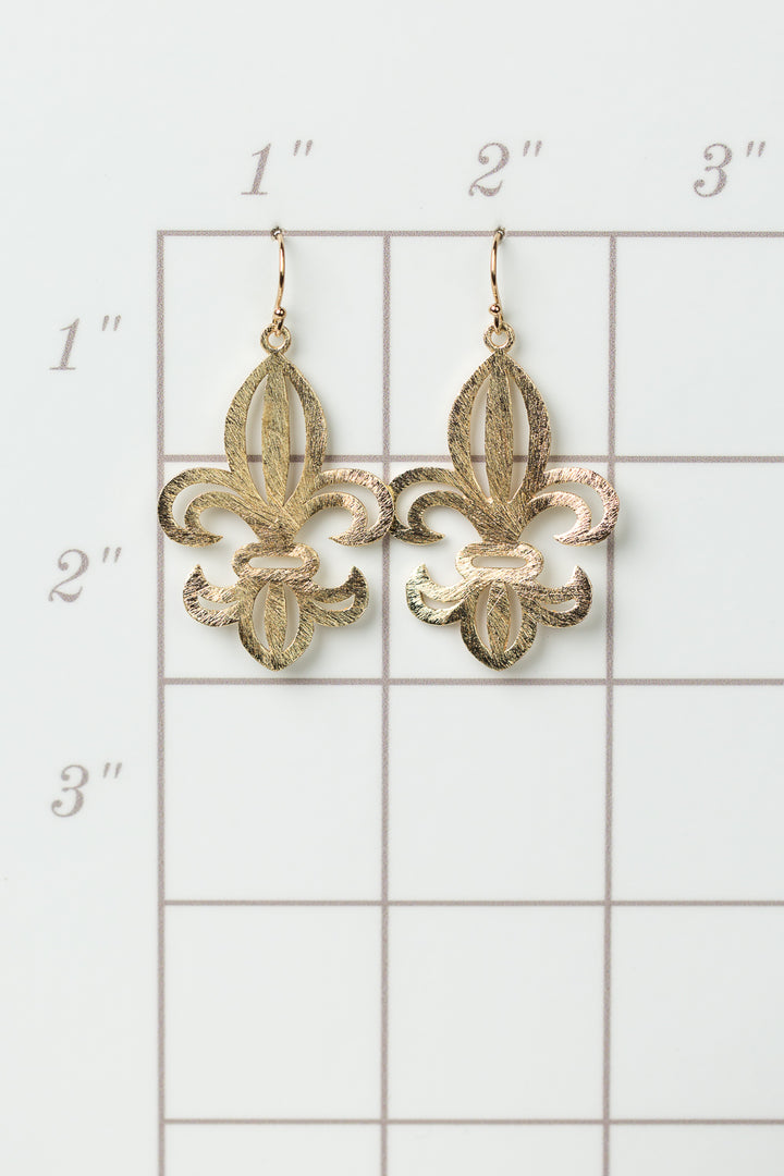Brushed Gold Fleur-De-Lis Earrings