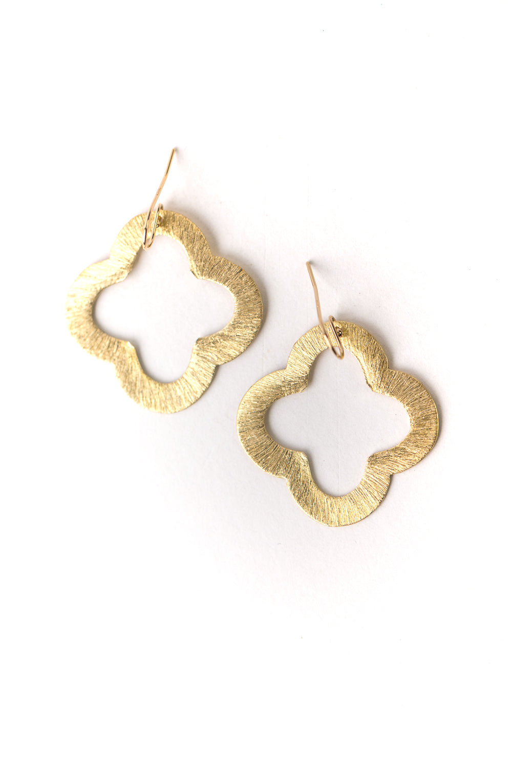 Brushed Gold Medium Clover Earrings