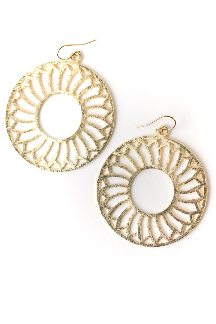 Brushed Gold Large Roulette Curve Earrings