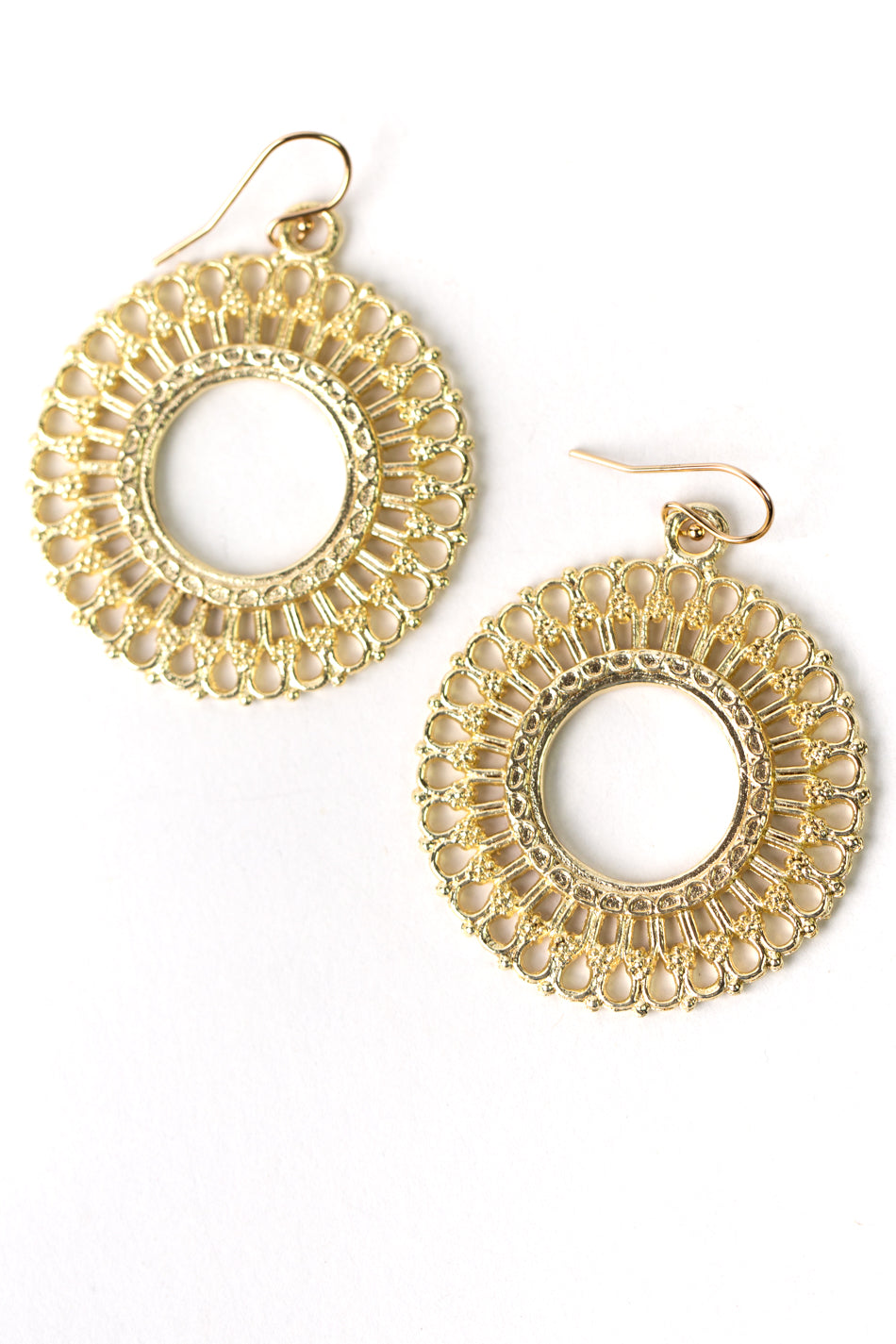 Brushed gold store hoop earrings